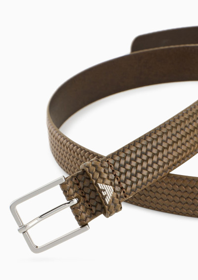 EMPORIO ARMANI Leather belt with braided-effect print outlook