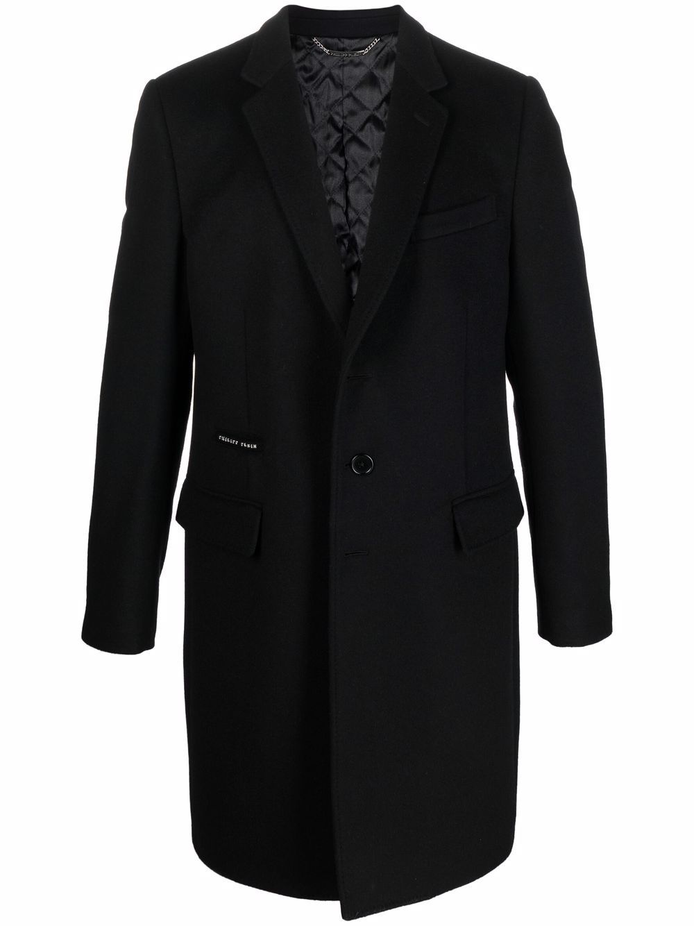 logo-print tailored coat - 1