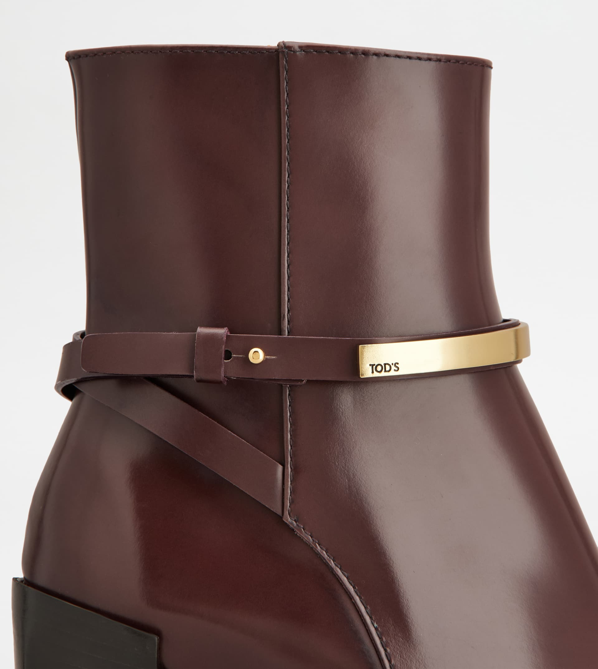 ANKLE BOOTS IN LEATHER - BURGUNDY - 5