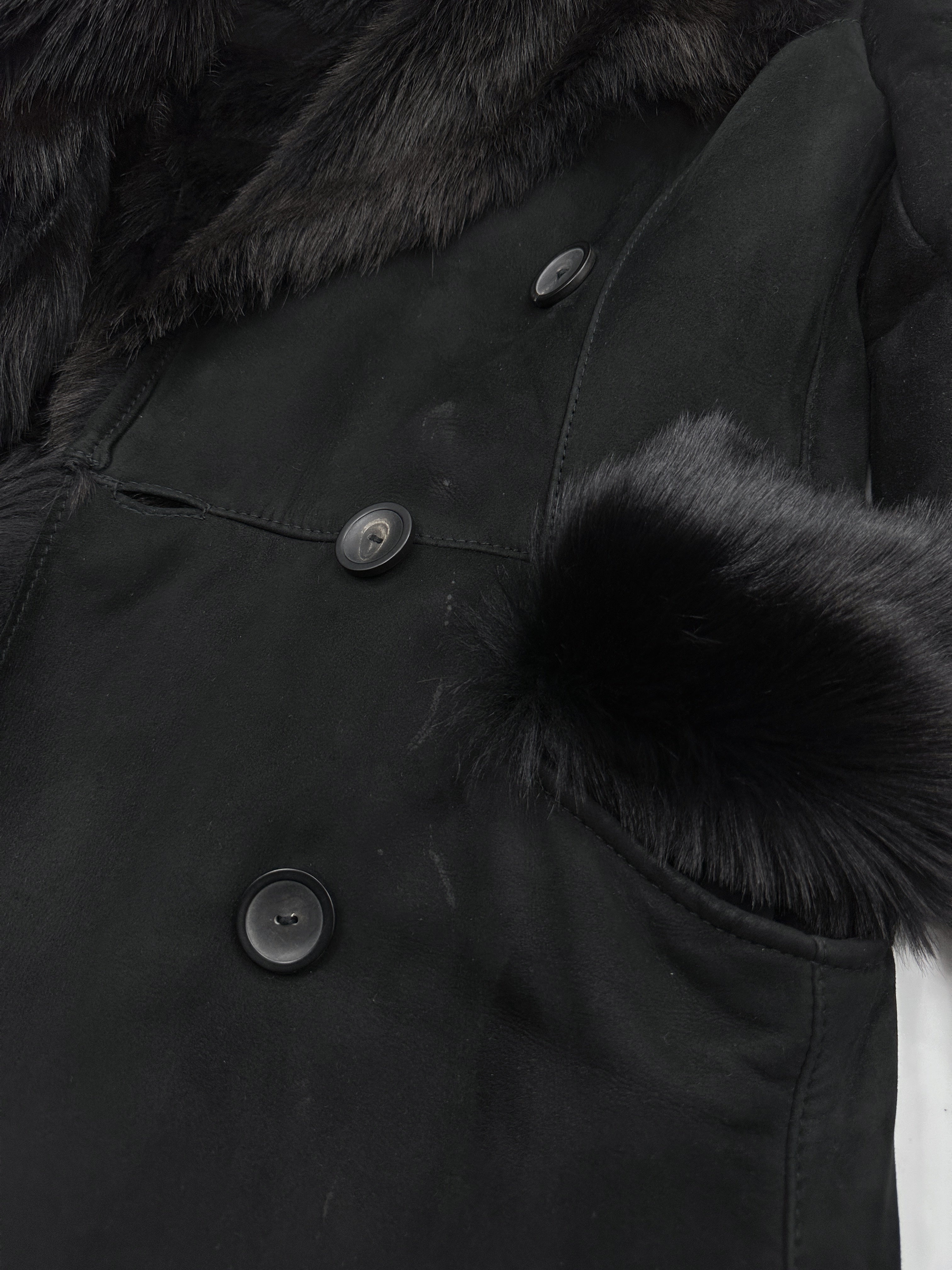 Gucci Fall 1996 Tom Ford Kate Moss Double-Breasted Long Shearling Coat 40 - 12