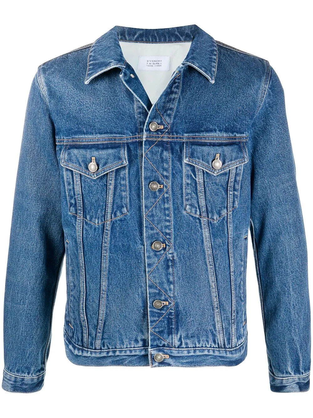 logo print buttoned denim jacket - 1