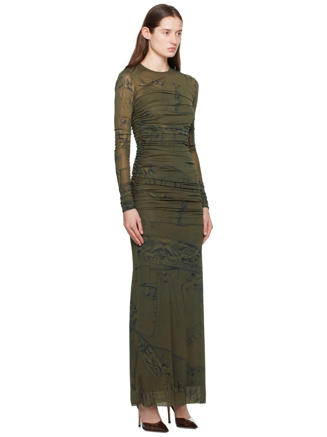 Green Crewneck Maxi Dress - 2