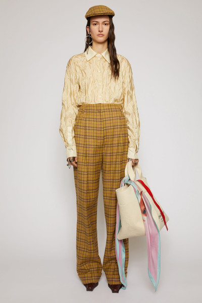 Acne Studios Wide-leg checked trousers yellow/beige outlook