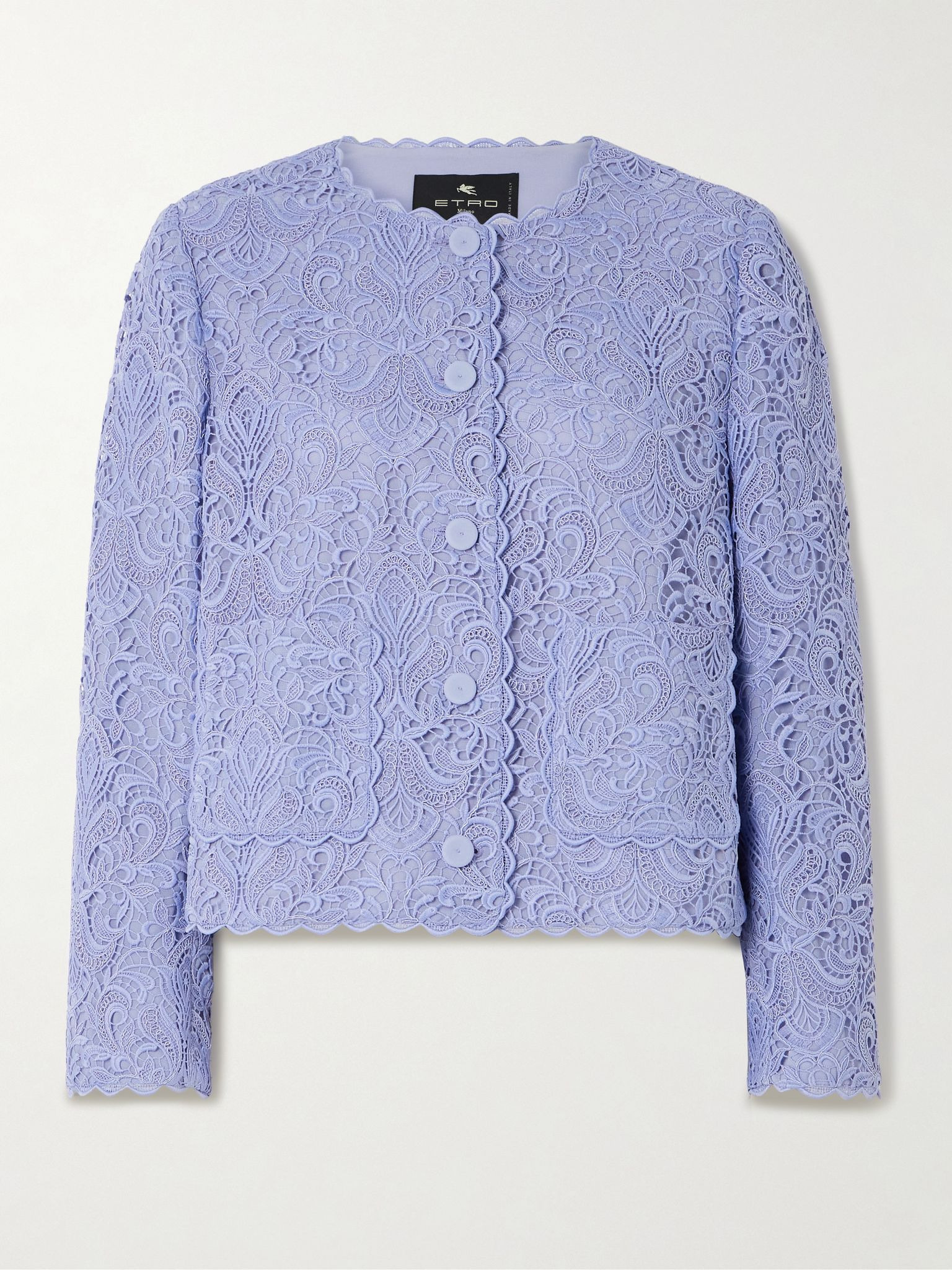 Scalloped corded lace jacket Blue - 1