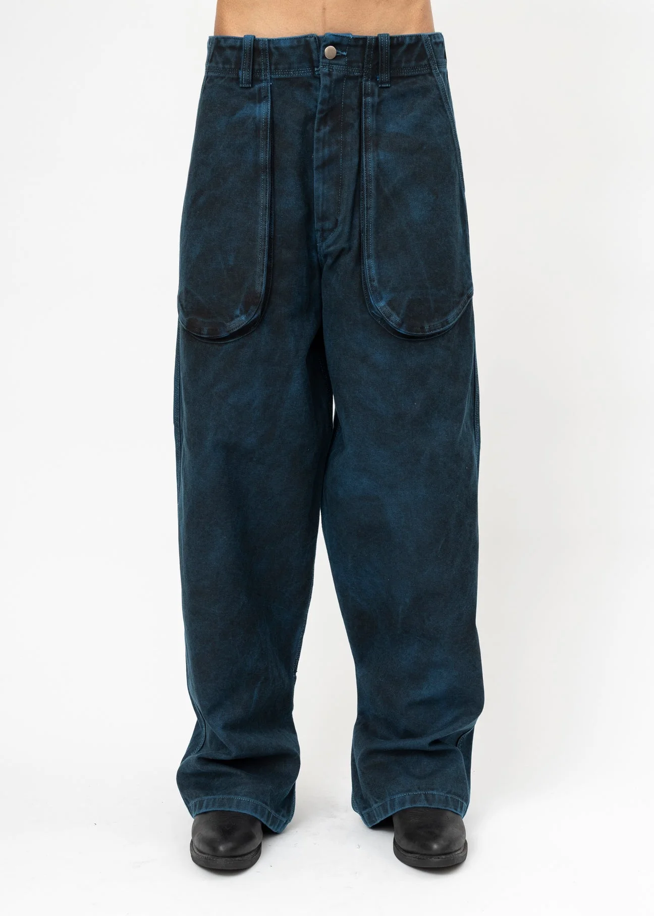 Black and Blue Kidill Stained Duck Pants - 1