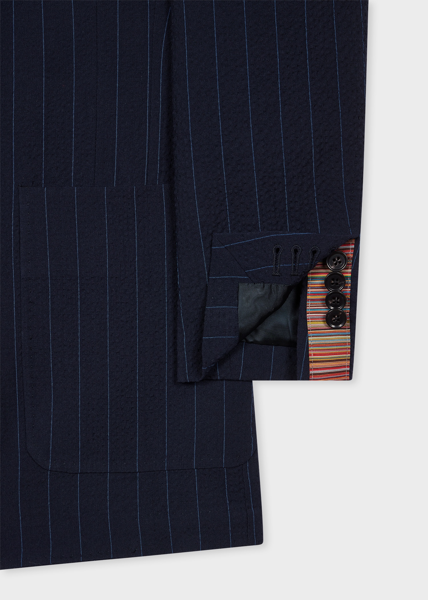 Women's Wool-Blend Navy Seersucker Pinstripe Blazer - 3