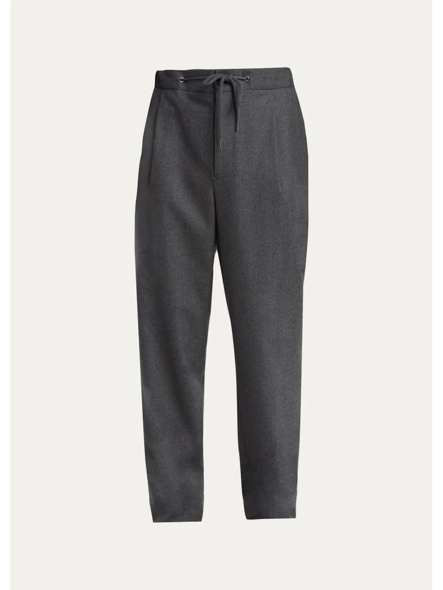 Men's Upton Cashmere-Stretch Pleated Drawstring Pants - 1