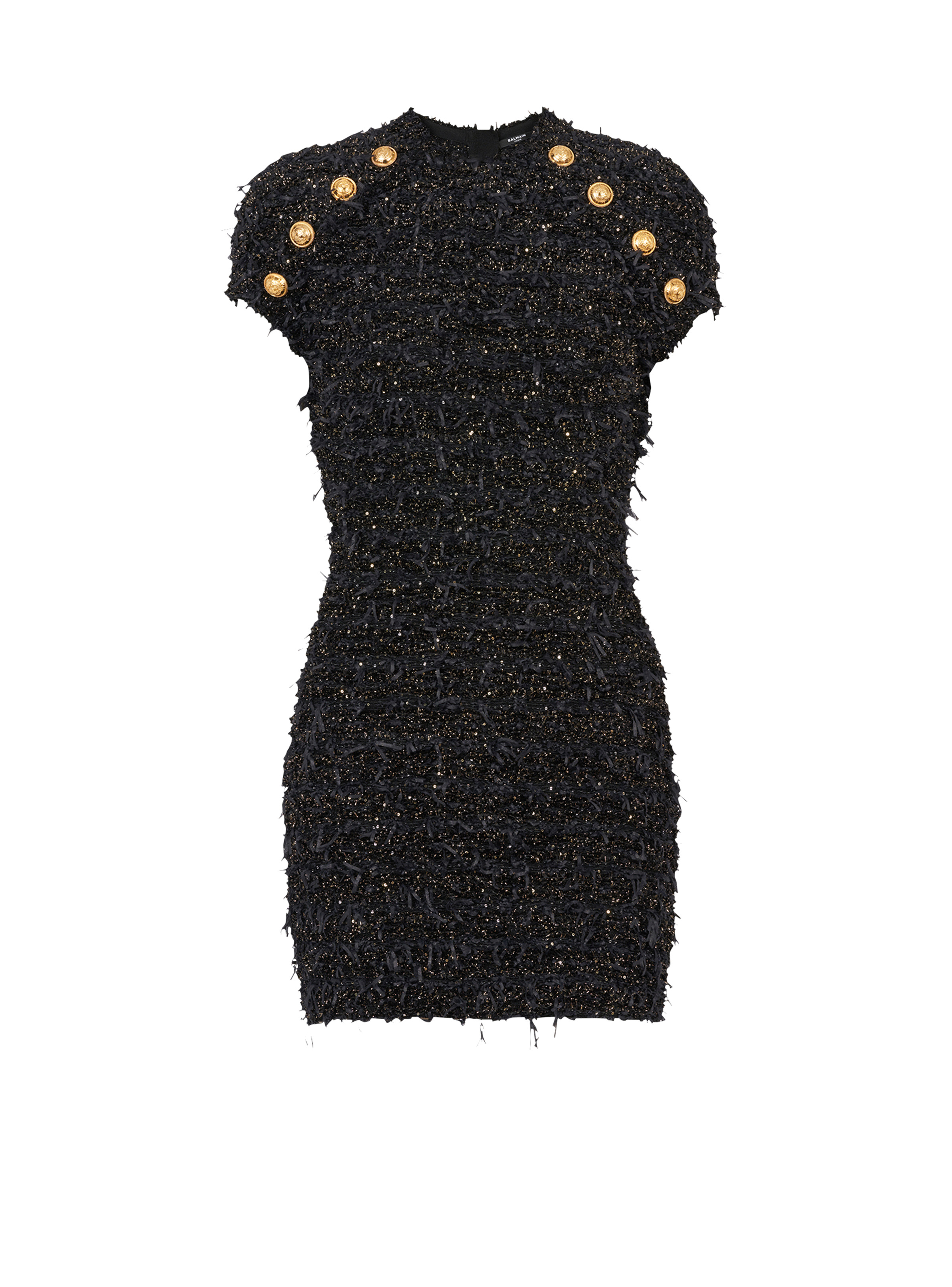 Short tweed dress with gold-tone buttons - 1