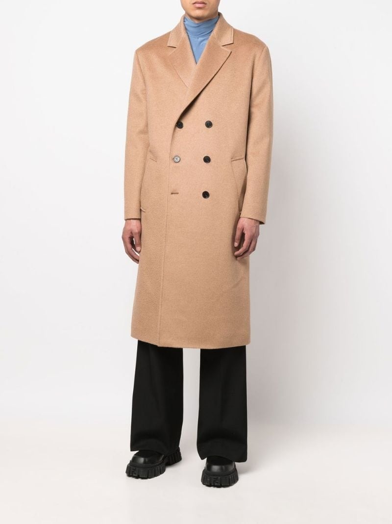 notched lapels double-breasted coat - 2