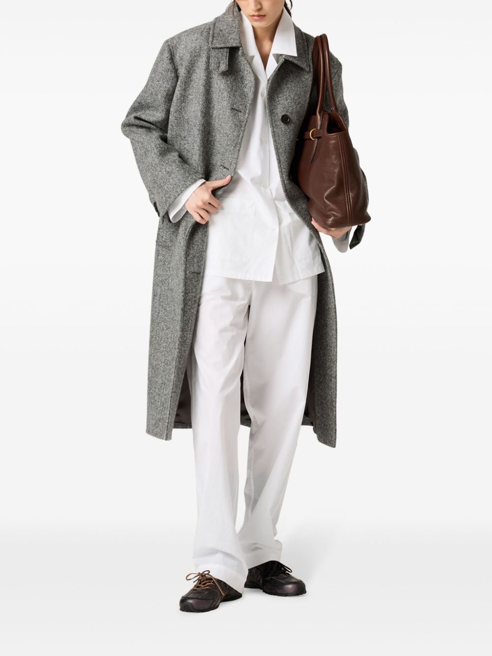 embroidered-logo poplin trousers - 2