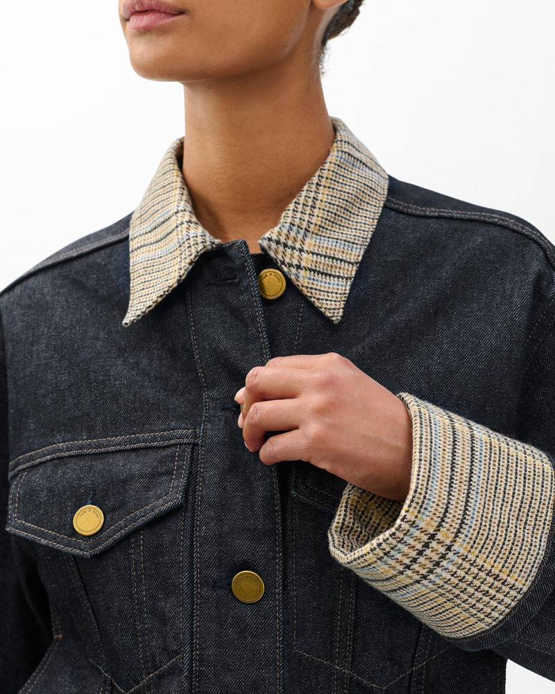 Harriet Denim Trucker Jacket Lightweight Rigid in Twilight Combo 5
