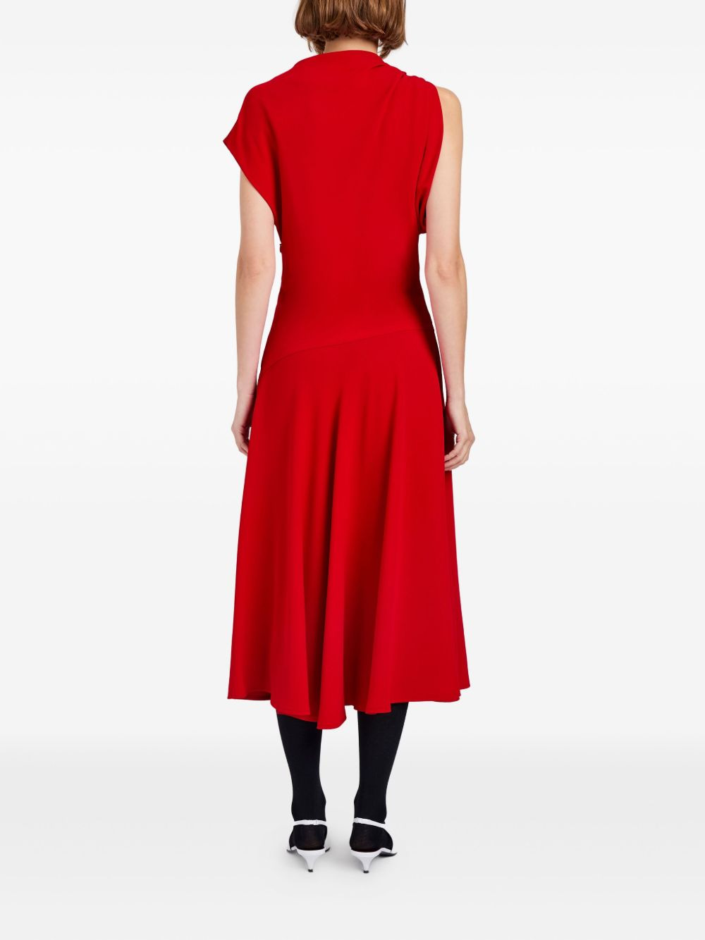 draped one-shoulder midi party dress - 4