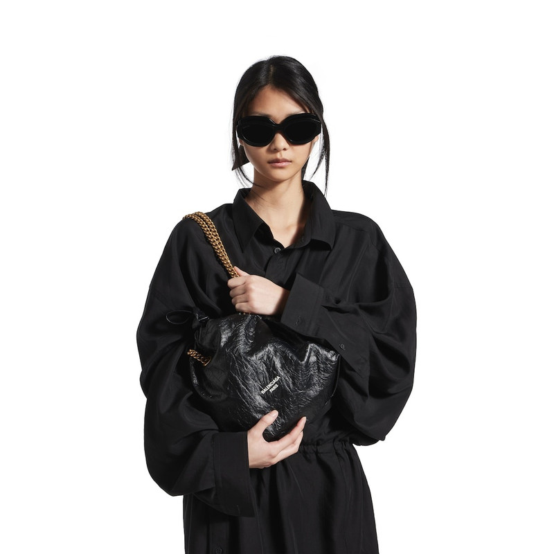 BALENCIAGA Women's Crush Small Tote Bag in Black outlook