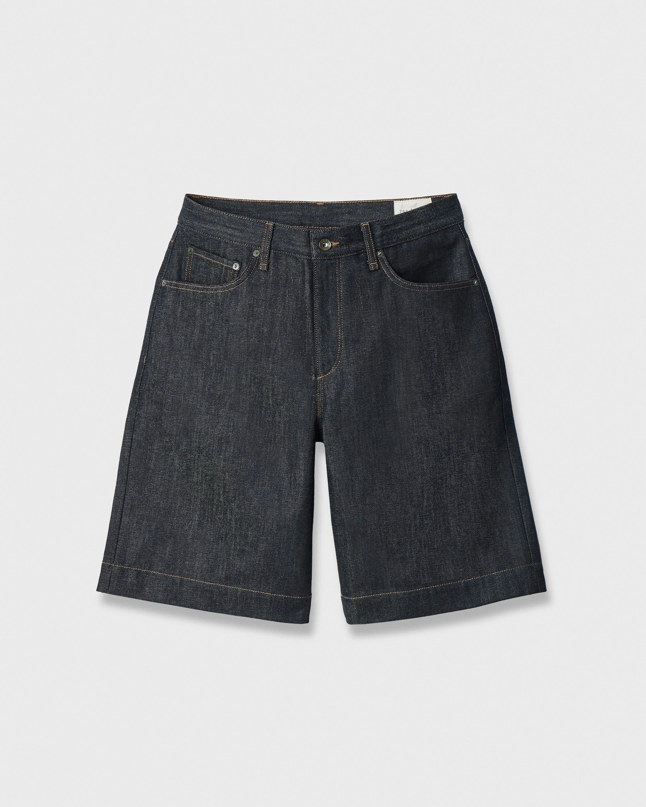 Baggy Denim Shorts Mid-Rise in Authentic Rigid Denim - 1