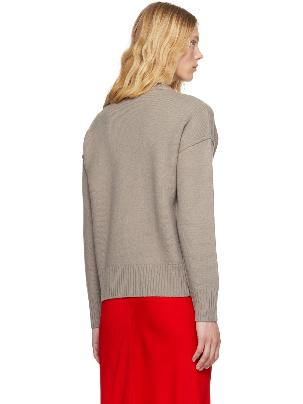 Taupe Wool Ami de Coeur Sweater - 3