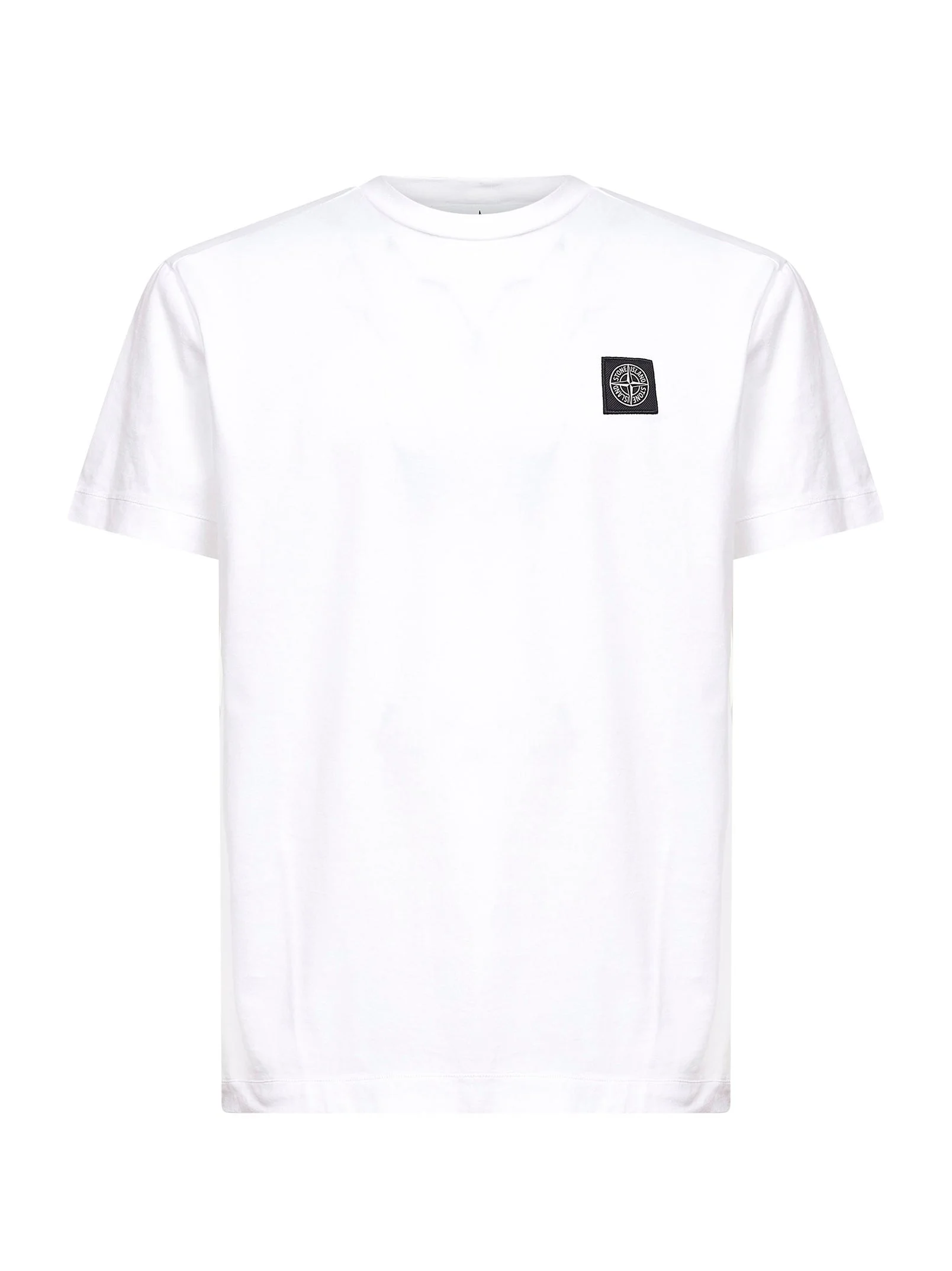 White slim-fit logo patch T-shirt - 1