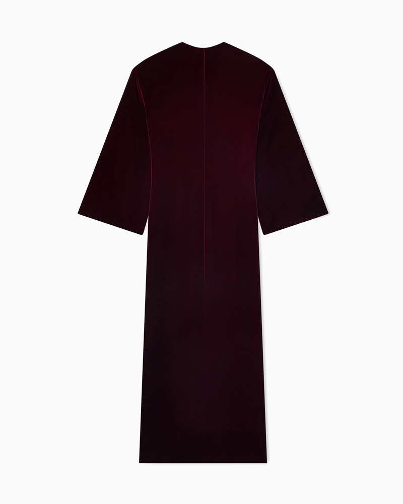 VELVET WRAP EVENING DRESS WITH FLORAL EMBROIDERY 3