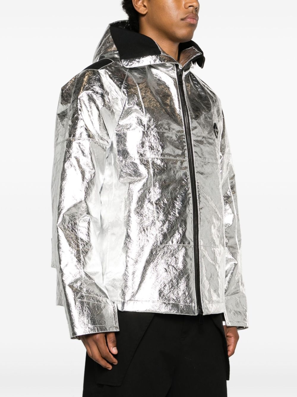logo-plaque reflective hooded jacket - 3
