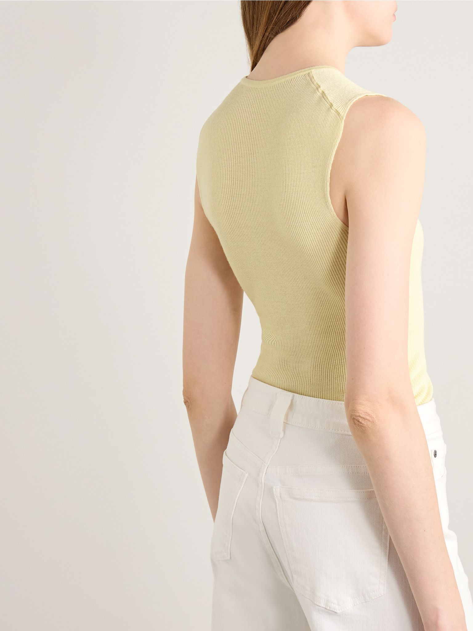 Renato ribbed wool-blend jersey tank Yellow - 4
