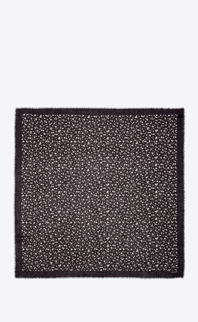 SAINT LAURENT fall leaf-print large square scarf in wool twill outlook