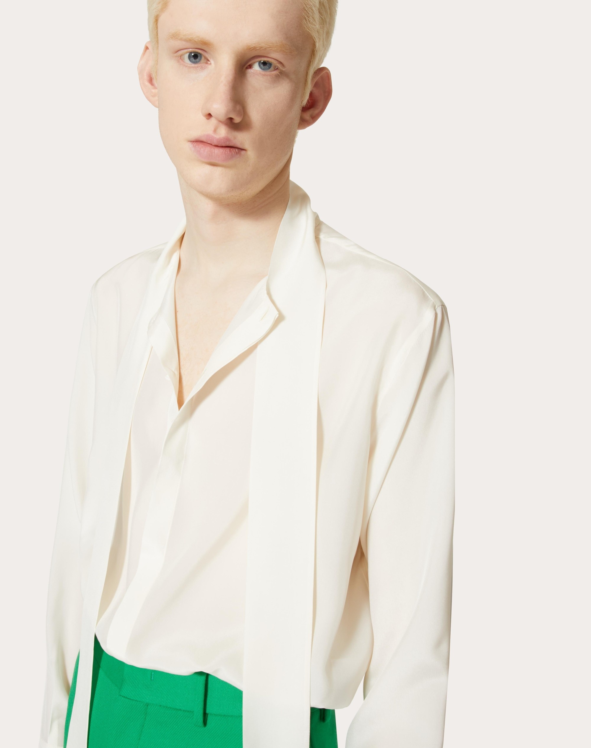 WASHED SILK SHIRT WITH NECK TIE - 5