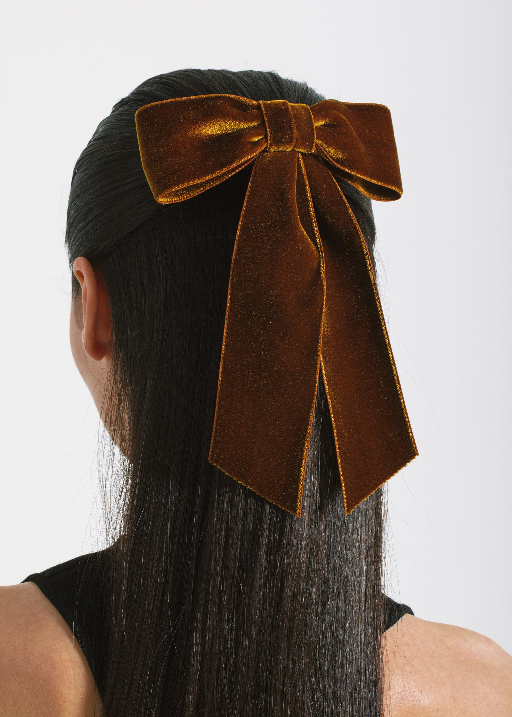 Wide Velvet Bow Barrette - 3