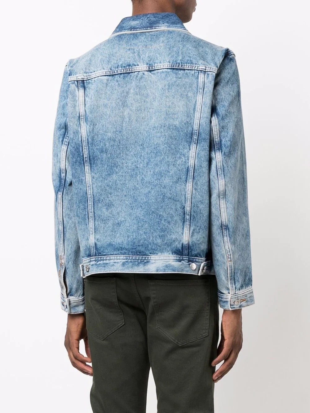 washed button-up denim jacket - 4