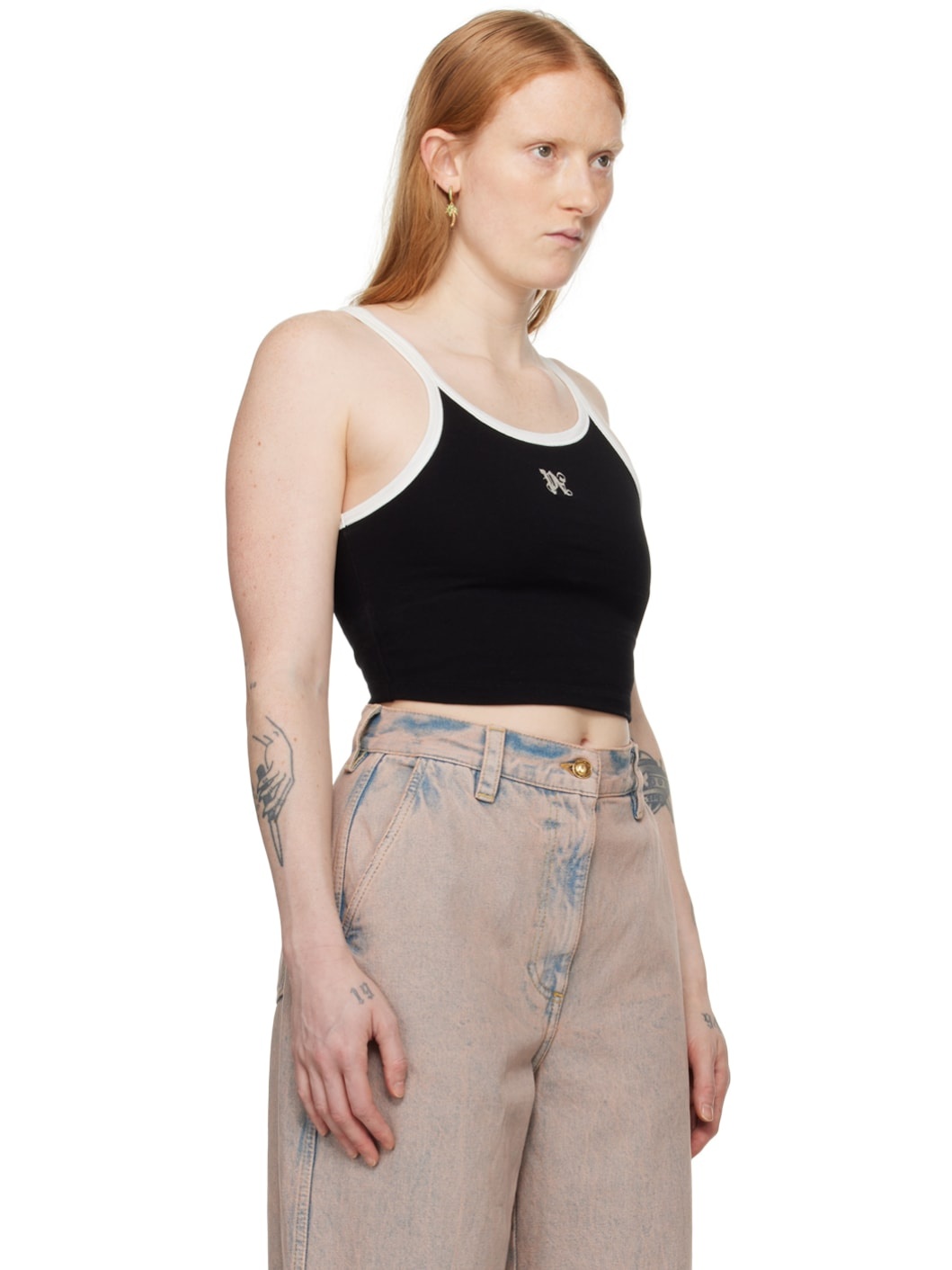 Black Cropped Tank Top - 2