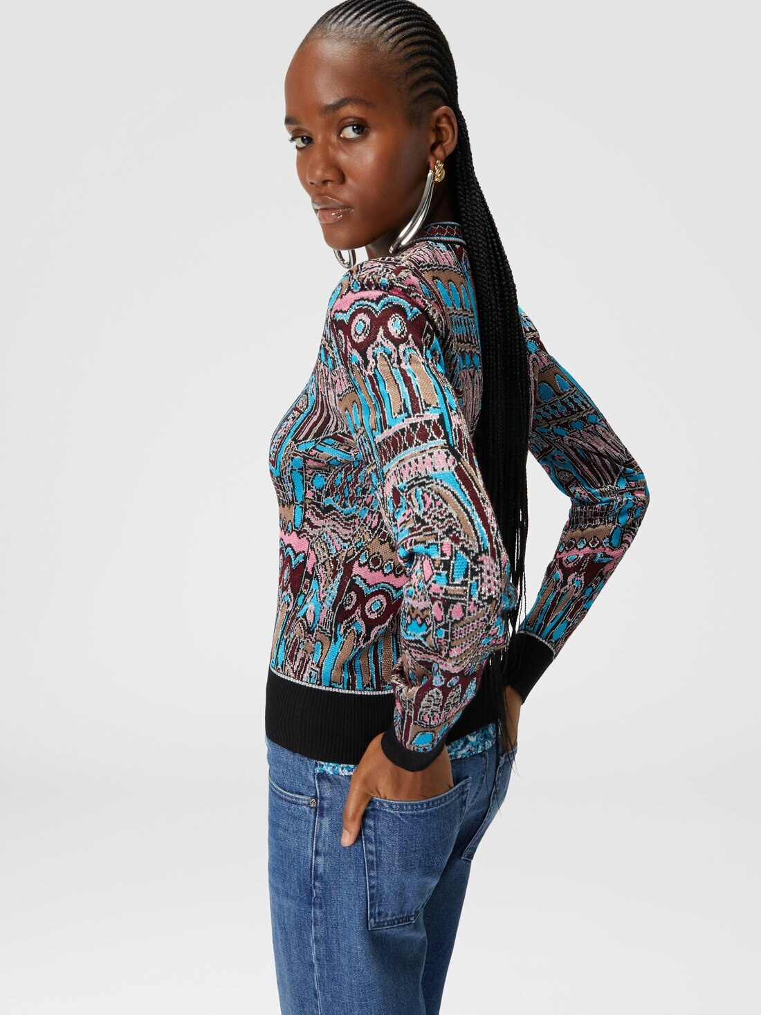 Crewneck pullover in wool and viscose with Venezia motif - 4