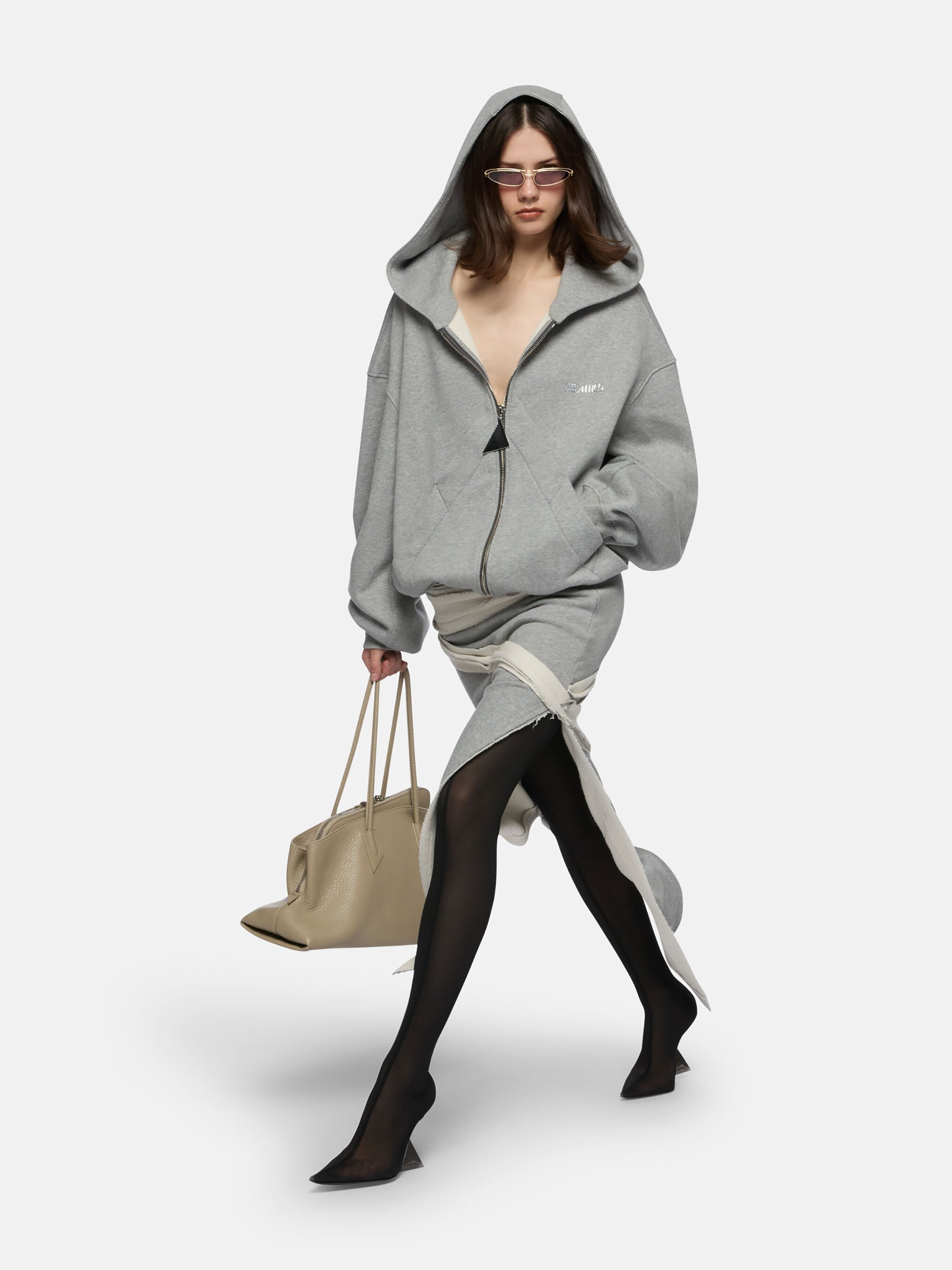 MELANGE GREY AND BEIGE SWEATSHIRT - 4