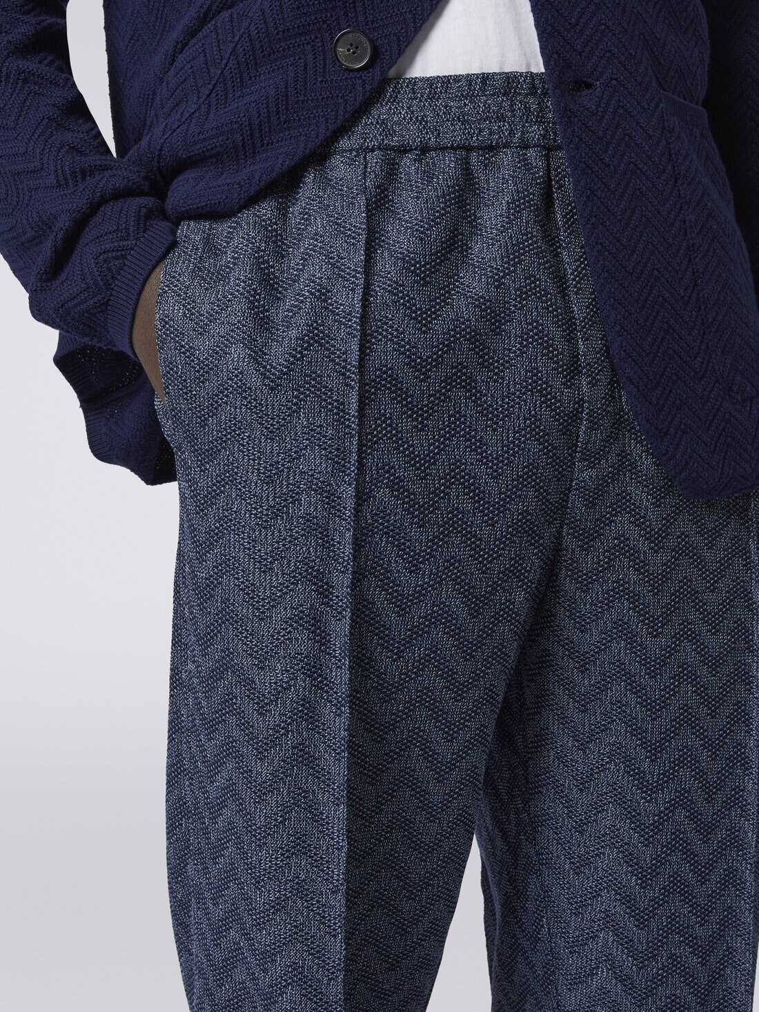 Straight cotton knit chevron trousers - 5