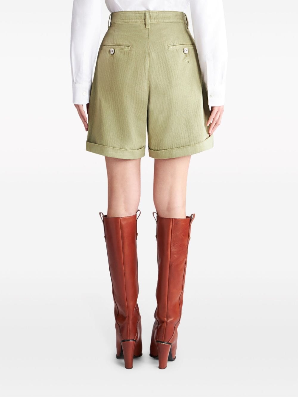 herringbone-pattern cotton bermuda shorts - 4