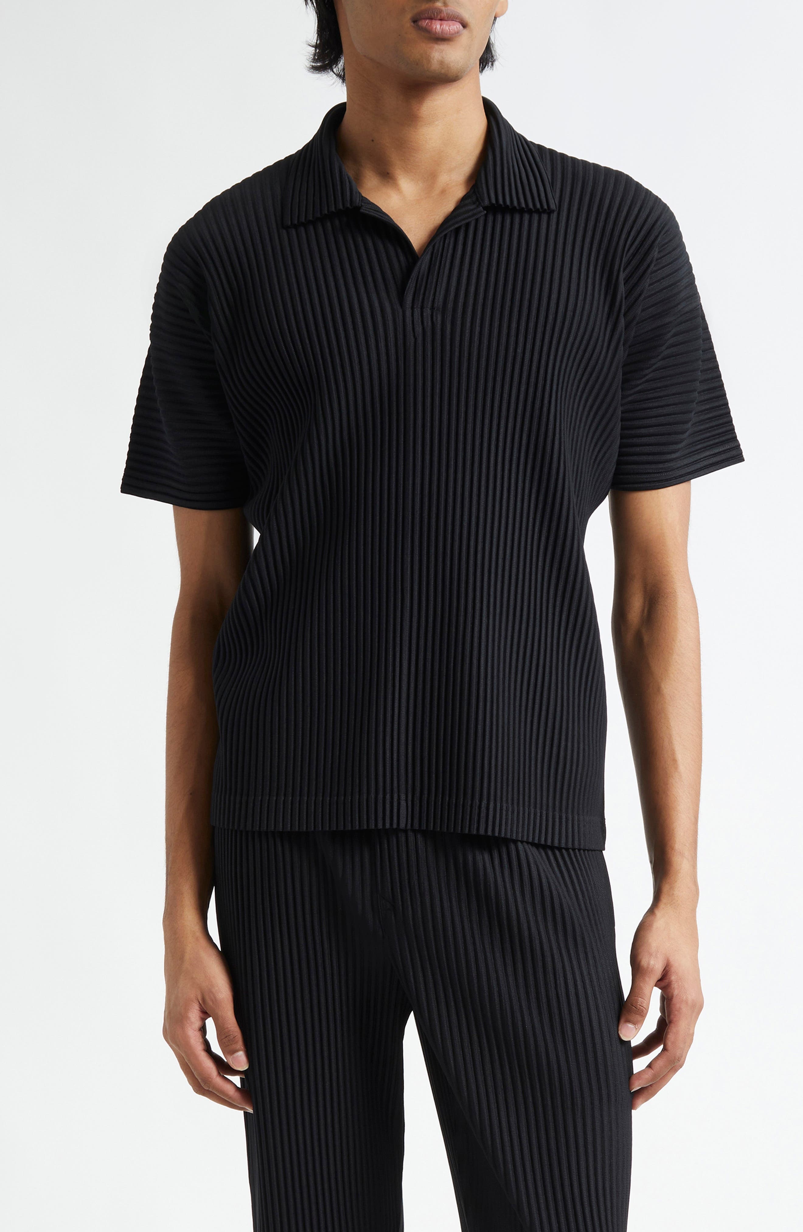 Homme Plissé Issey Miyake Basics Pleated Polo in Black at Nordstrom - 1