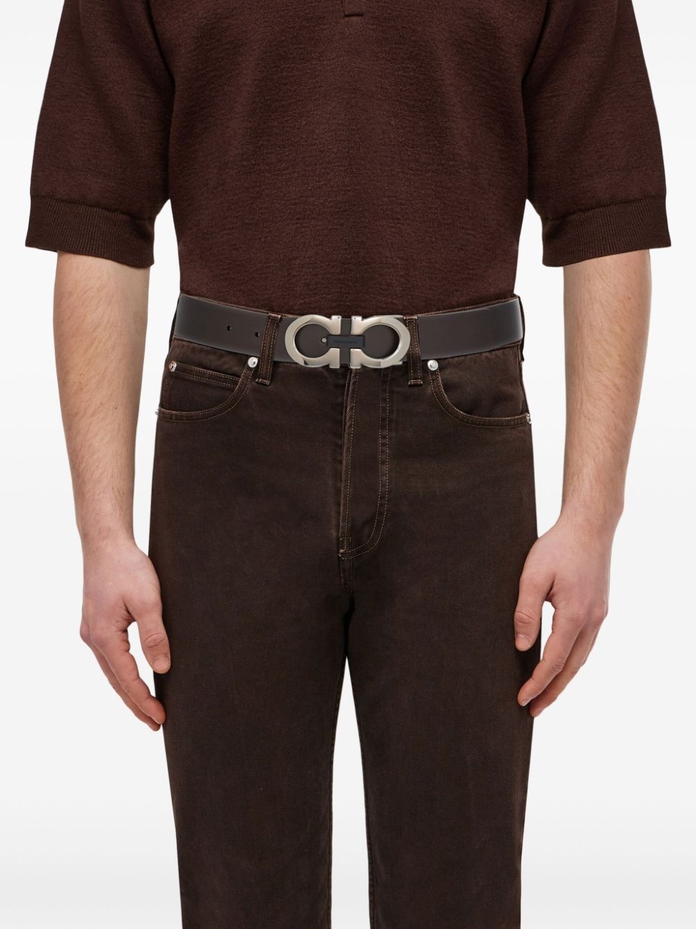 reversible Gancini leather belt - 4