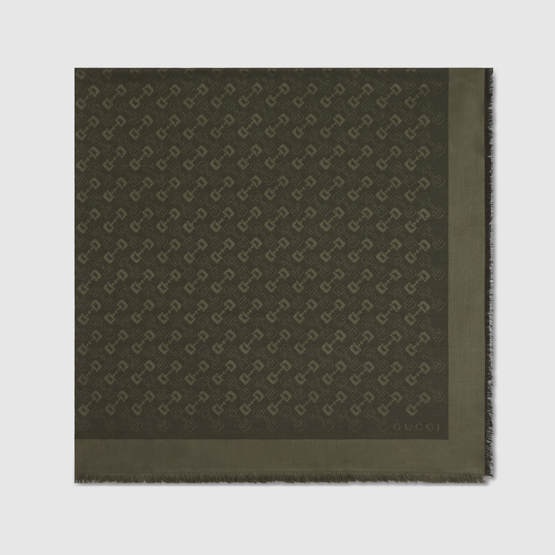 GUCCI Silk wool Horsebit jacquard shawl outlook