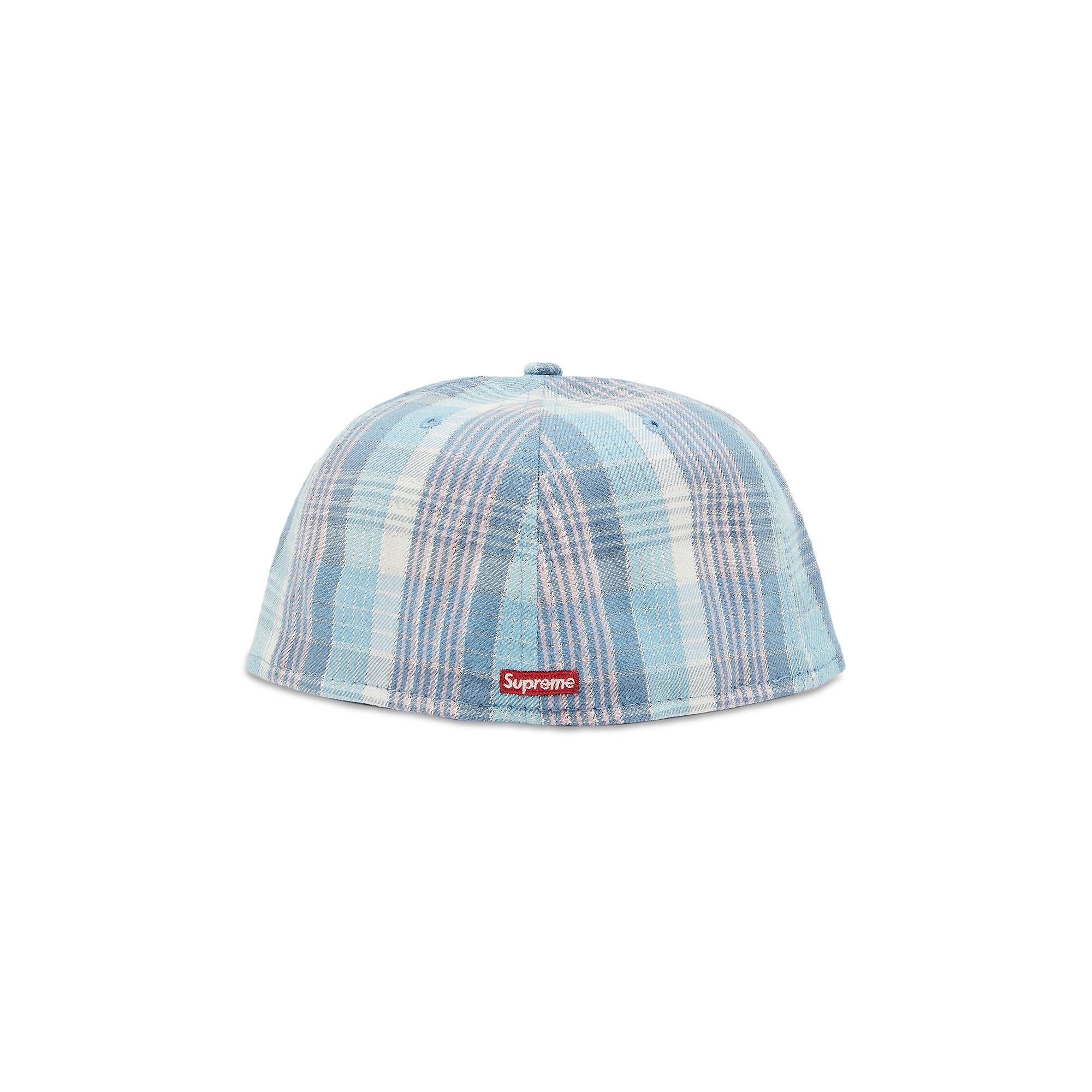 Supreme Metallic Plaid S Logo New Era 'Light Blue' - 4