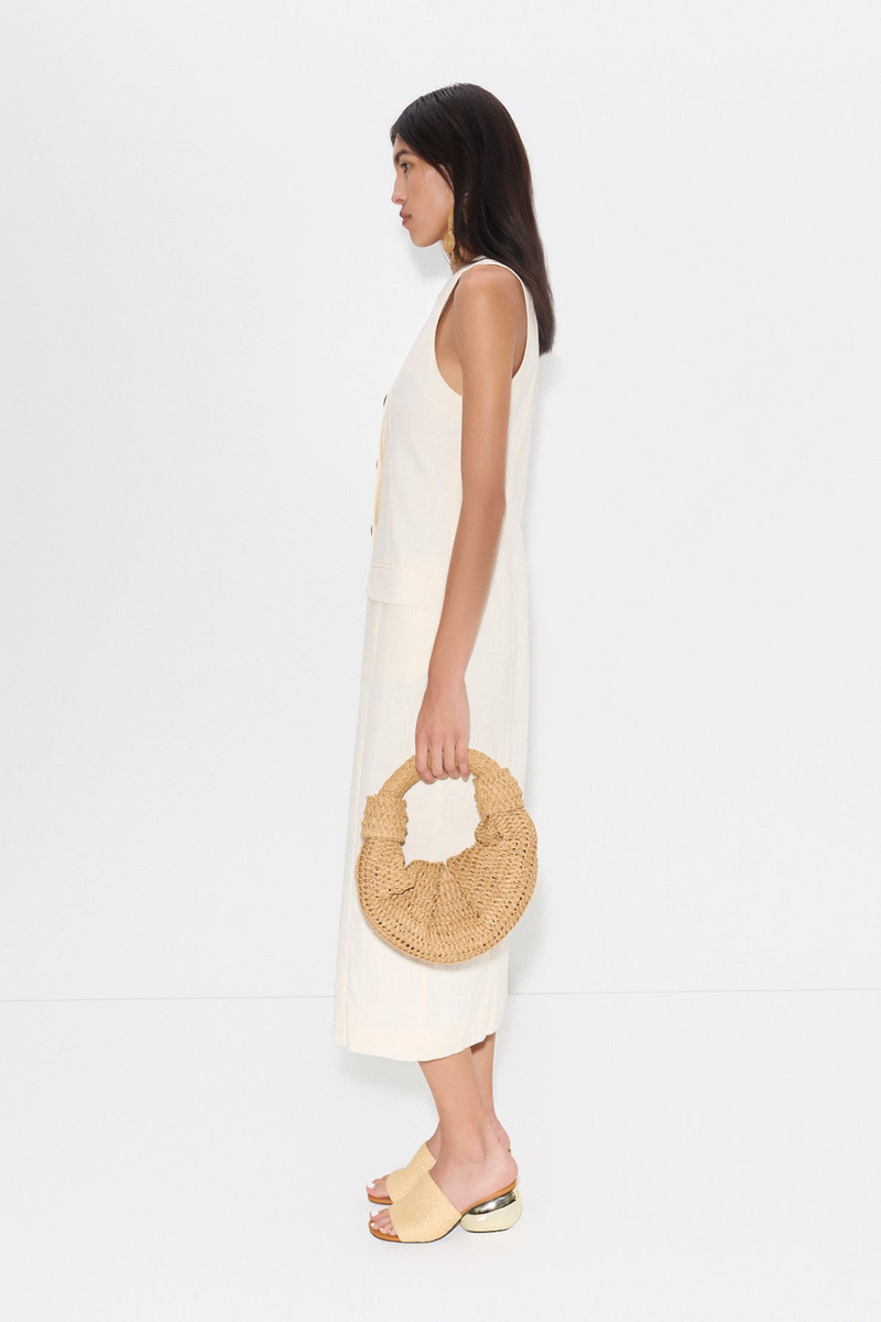 Zapata Linen Midi Dress in Chalk 3