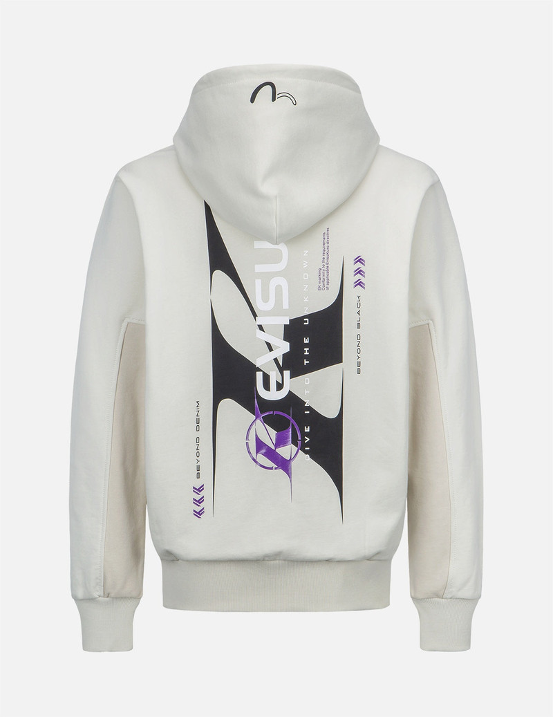 EVISU Color-Block Logo Print Hooded Sweatshirt outlook