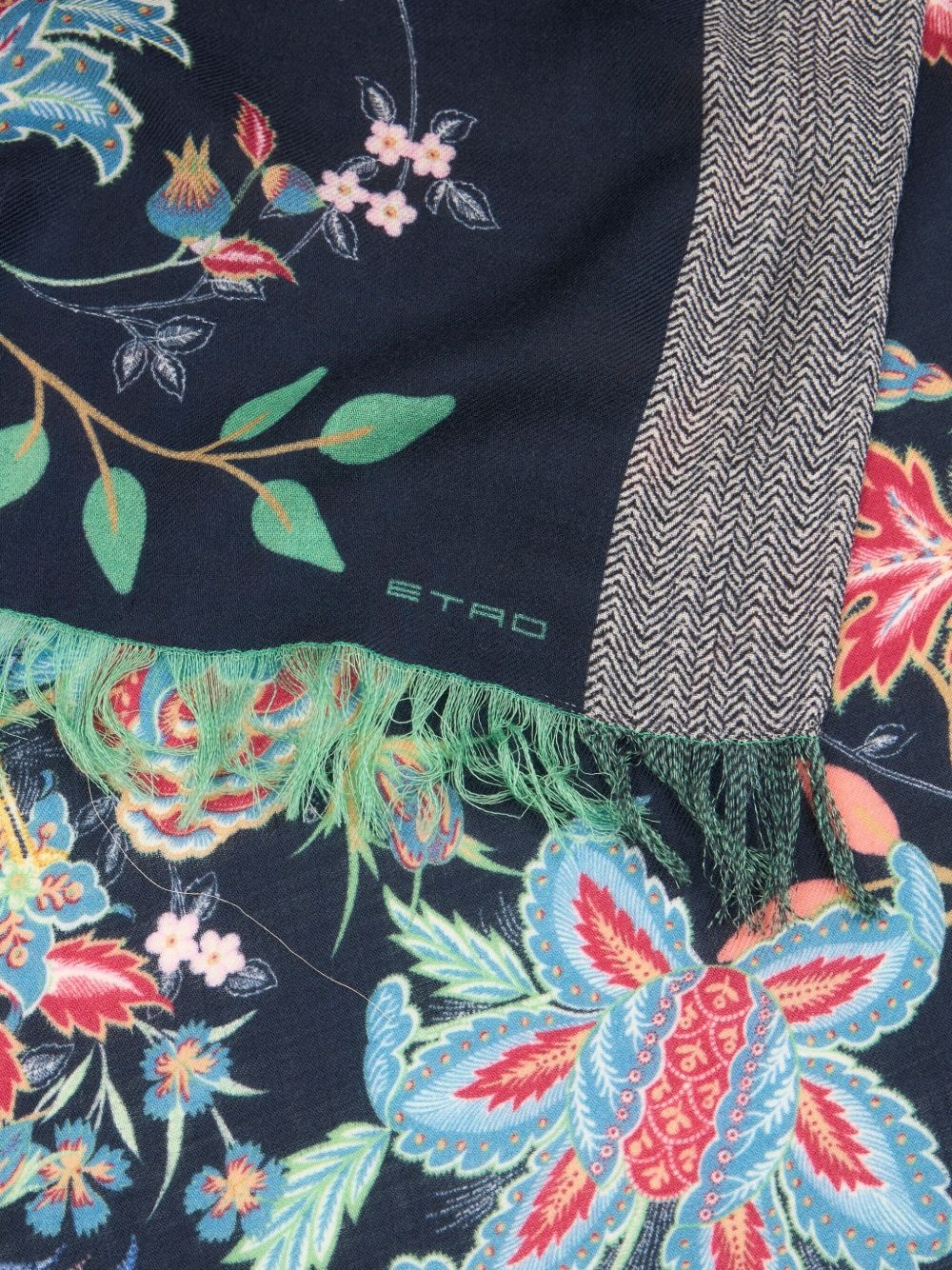 Peacocks-print wool scarf - 2