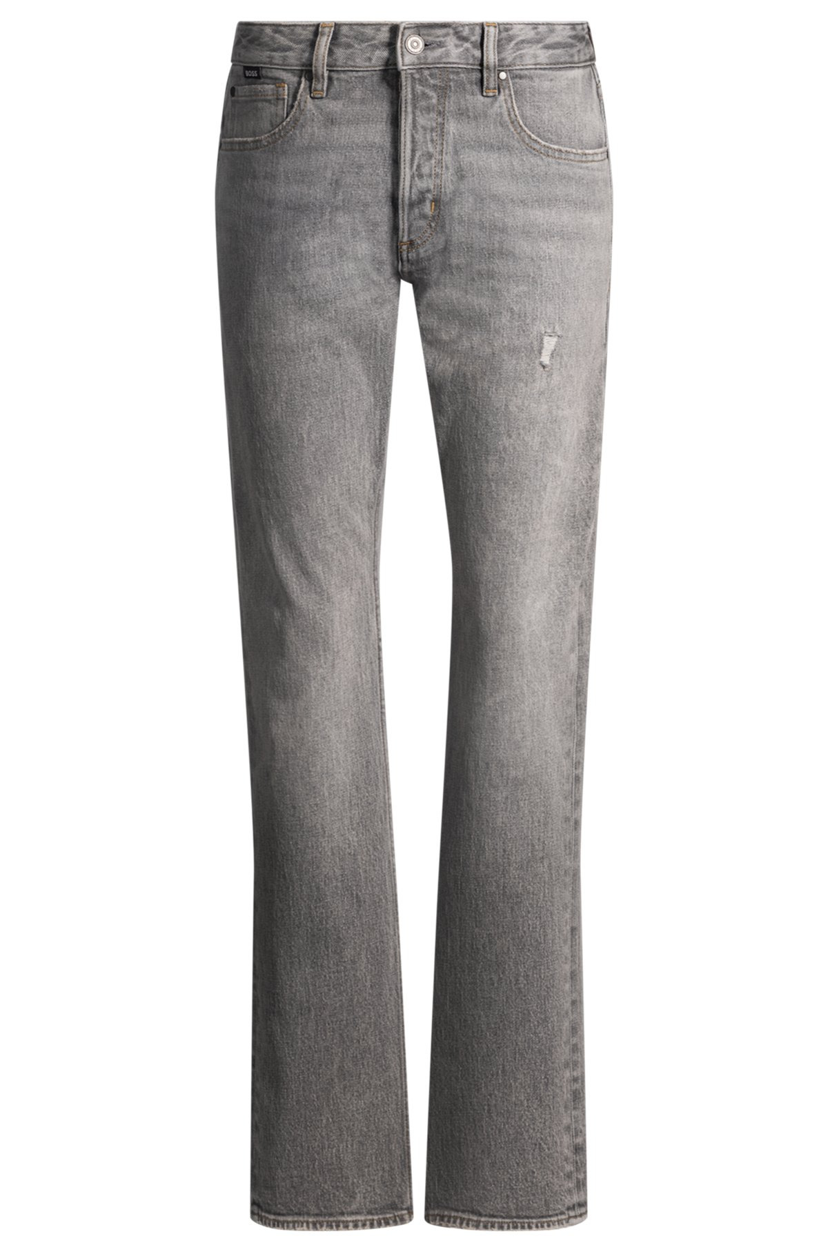 REGULAR-FIT JEANS IN GRAY STRETCH DENIM - 1