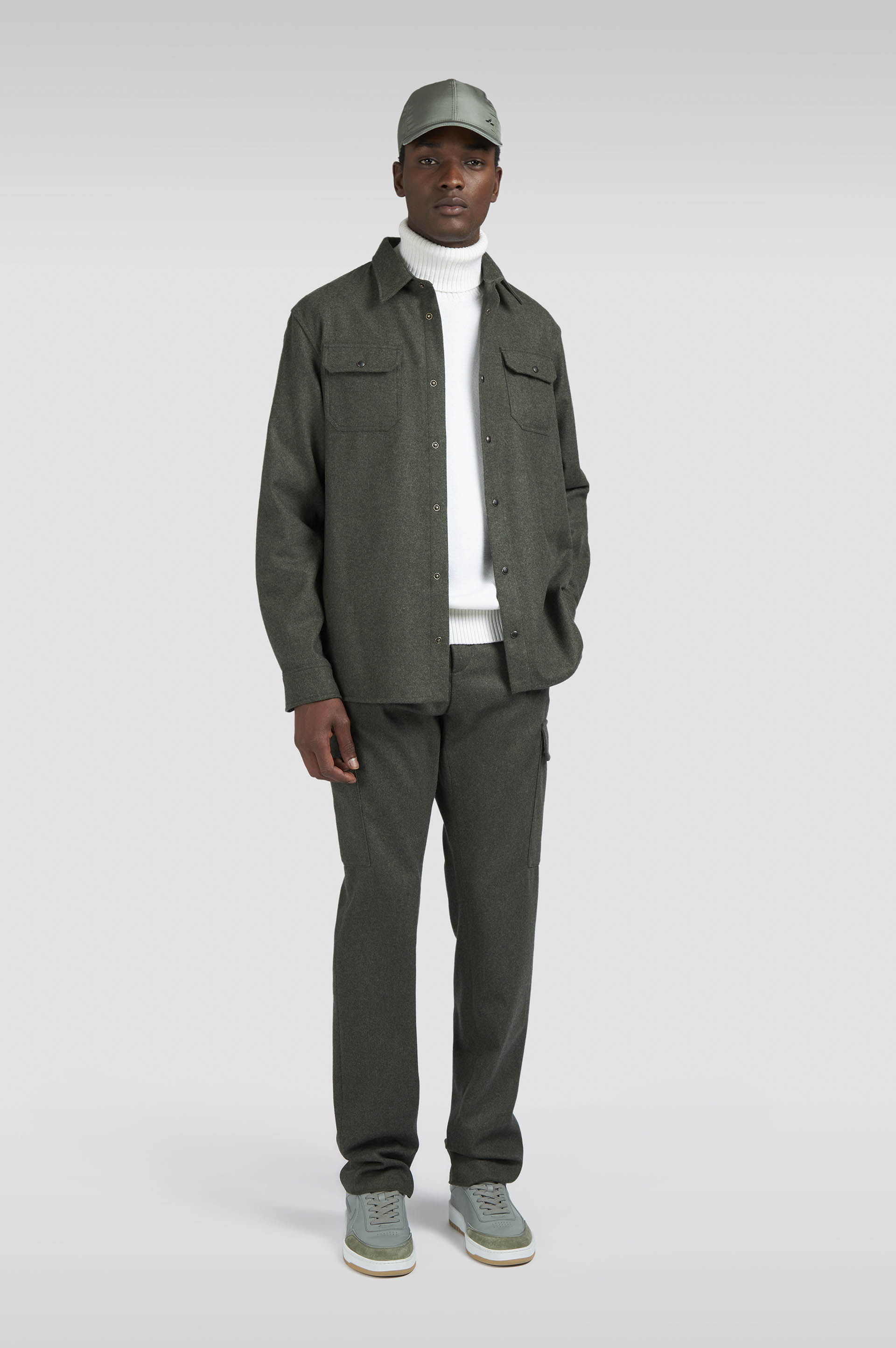 BLENDED WOOL CARGO TROUSERS - 2