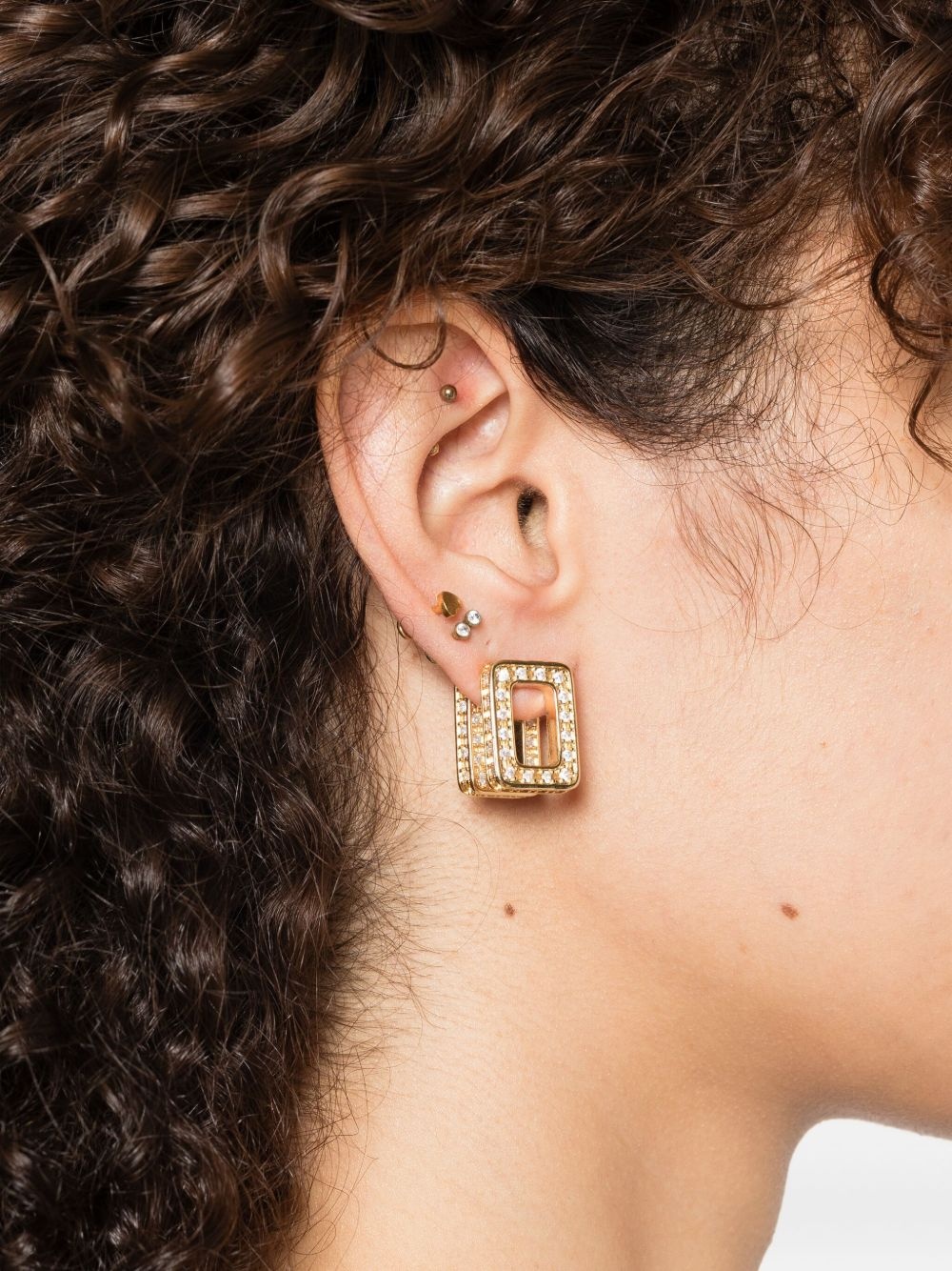 square-frame diamond earring - 2