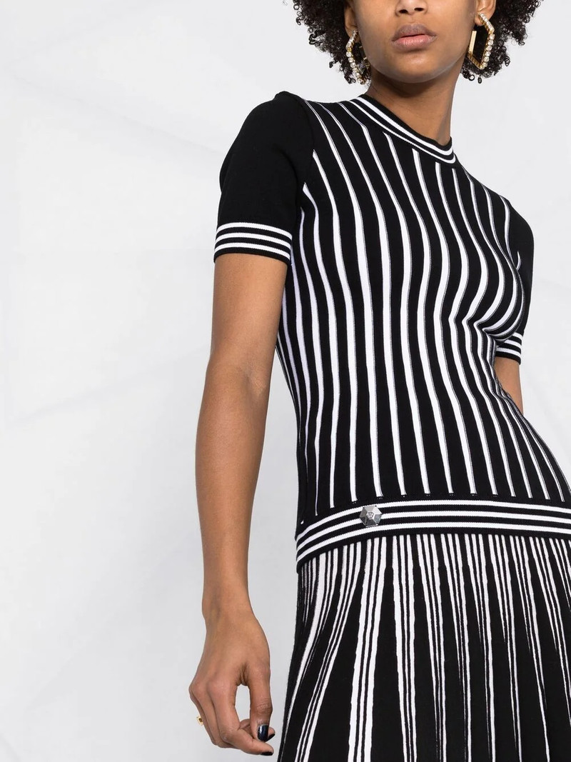 intarsia-stripe short-sleeve jumper 3