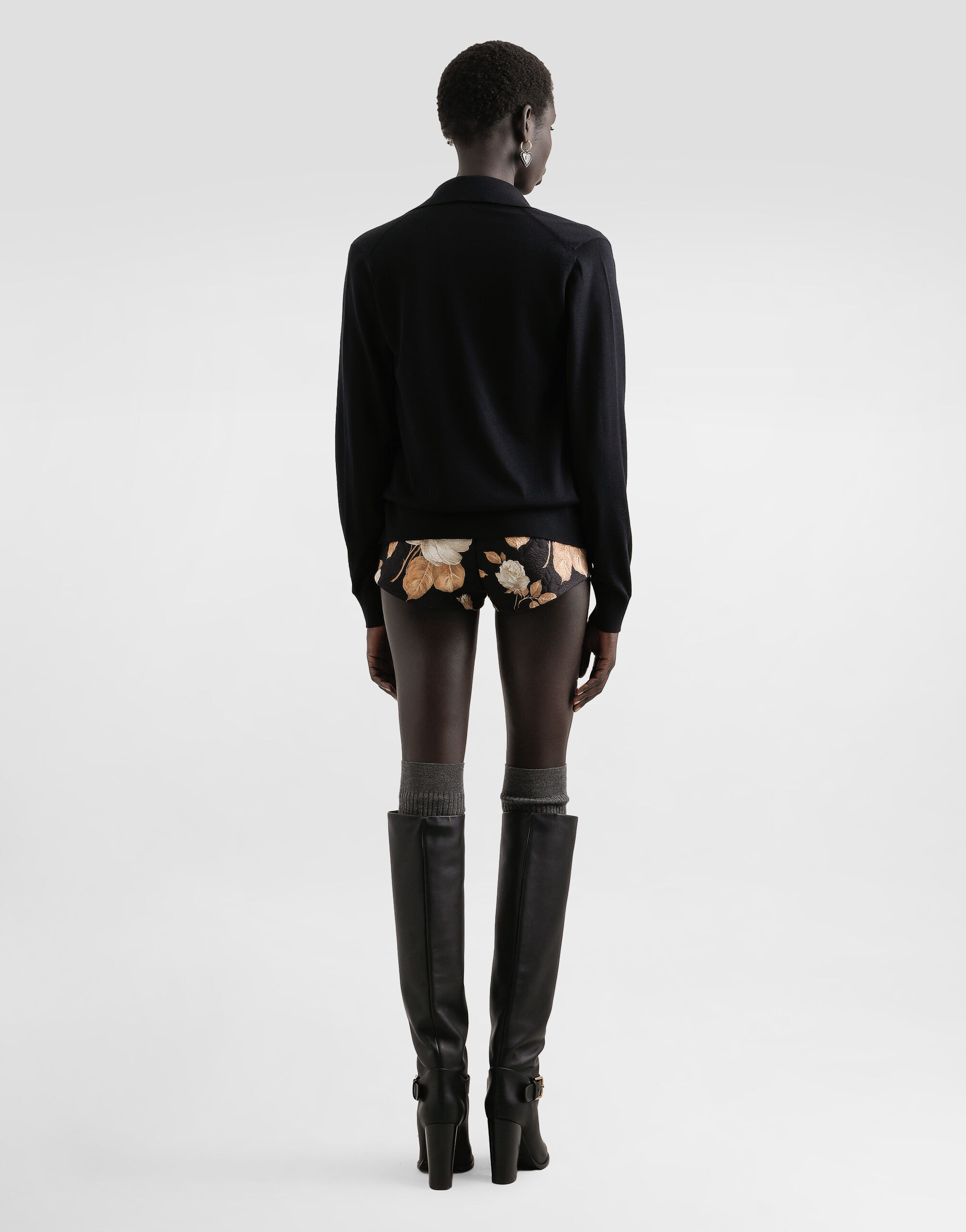 Vintage rose-print brocade shorts - 3