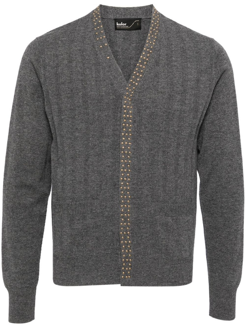 stud-embellishment wool cardigan 1