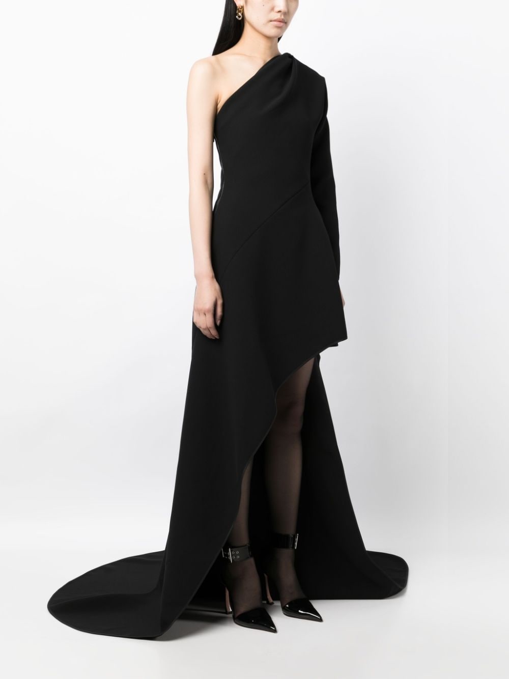 one-shoulder high-low hem gown - 3