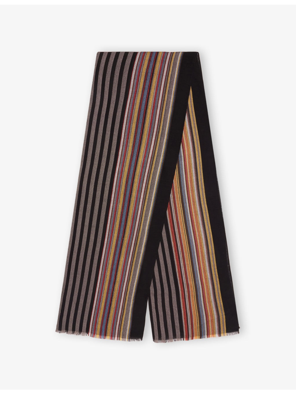 'Signature Stripe' Viscose-Wool Edge Scarf - 1