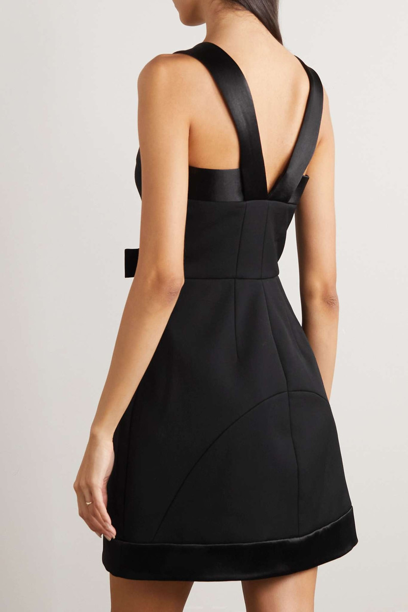 Bow-detailed cutout satin-trimmed wool mini dress 3