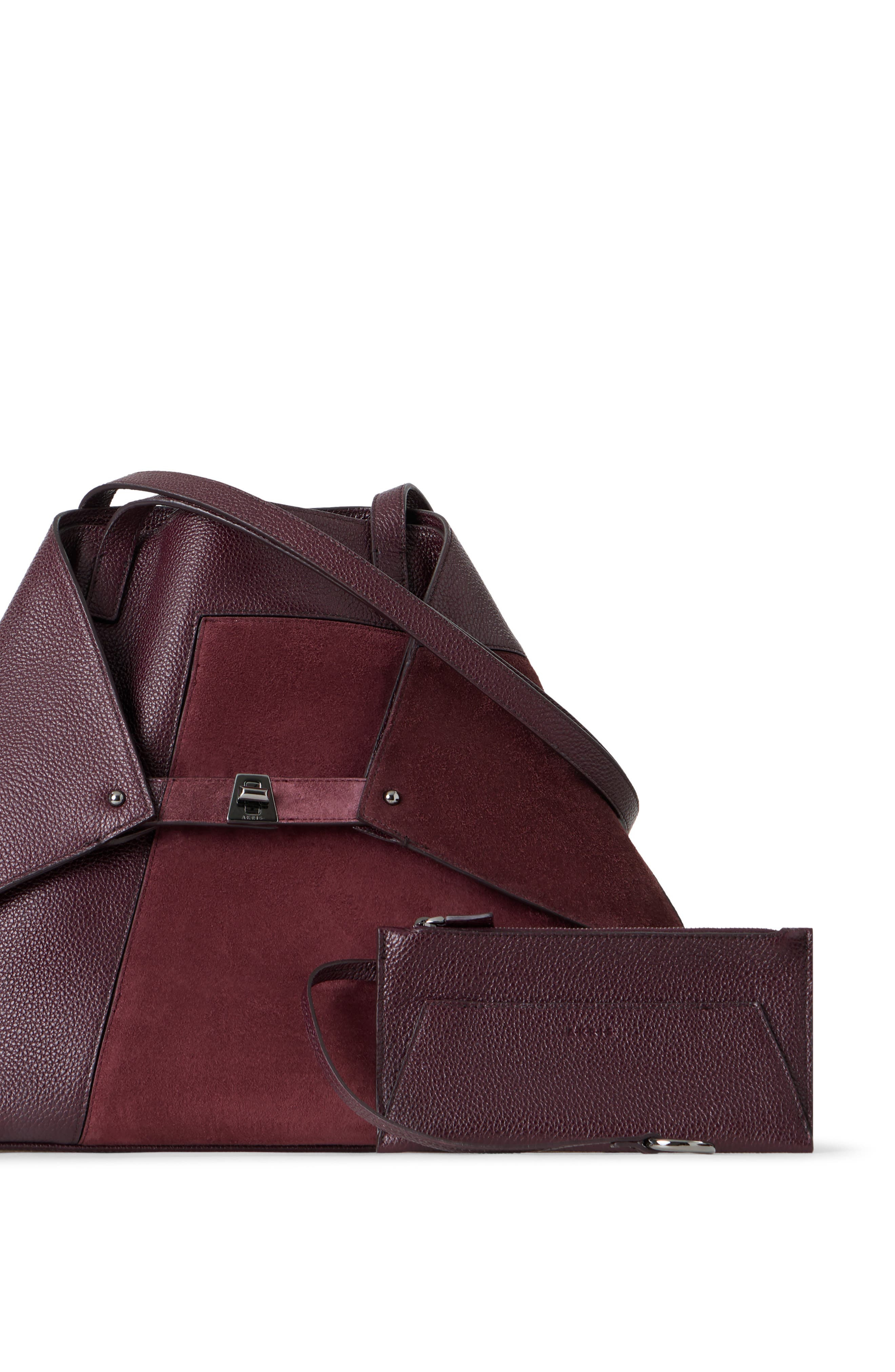 Akris Medium AI Leather & Suede Convertible Shoulder Tote in Burgundy at Nordstrom - 6