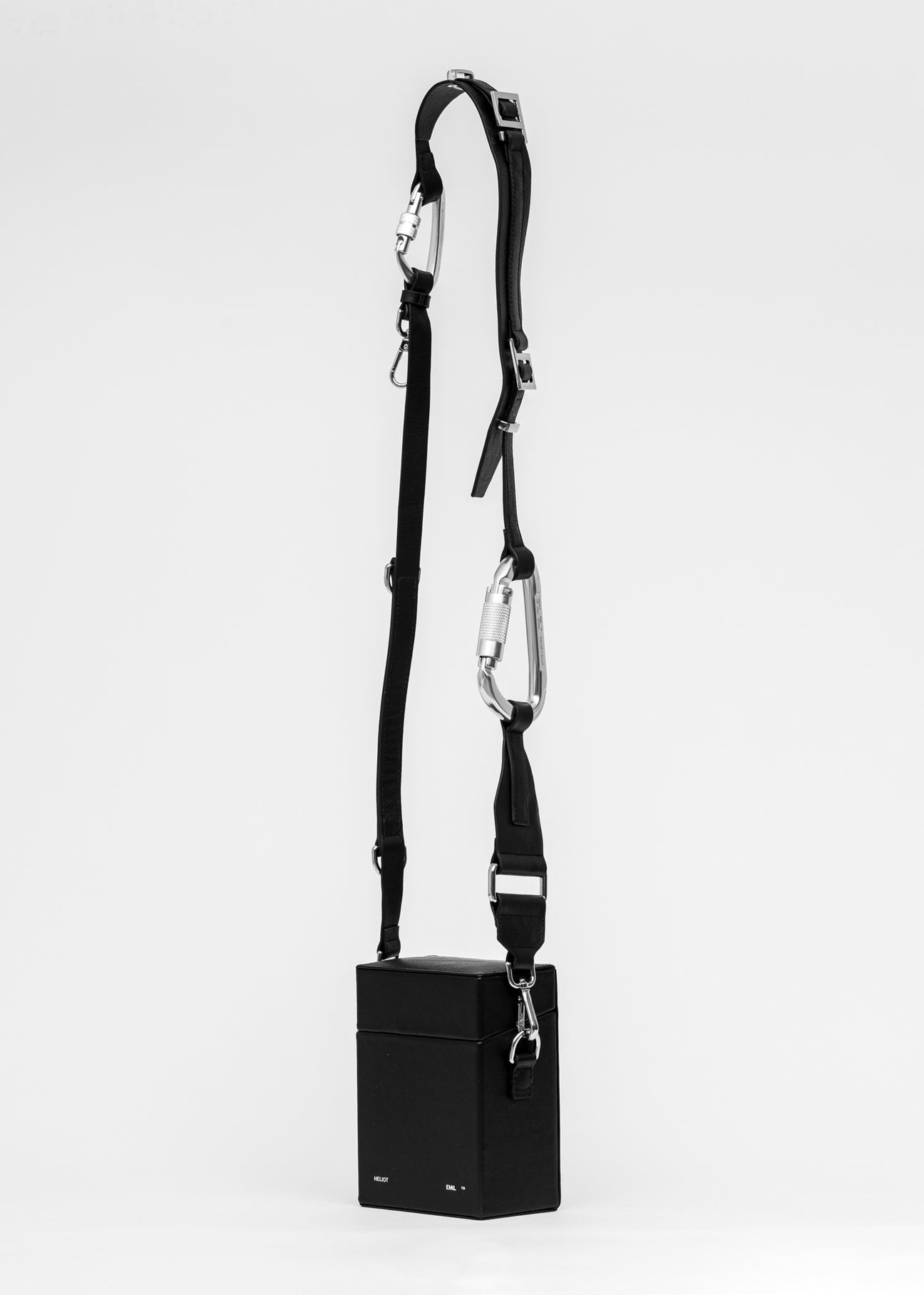 BLACK LEATHER STRAP BOX BAG - 1